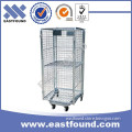 Foldable Wire Warehouse Hand Trolley,4 Wheels Nesting Roll Container